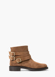 Buckled suede ankle boot