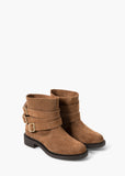 Buckled suede ankle boot